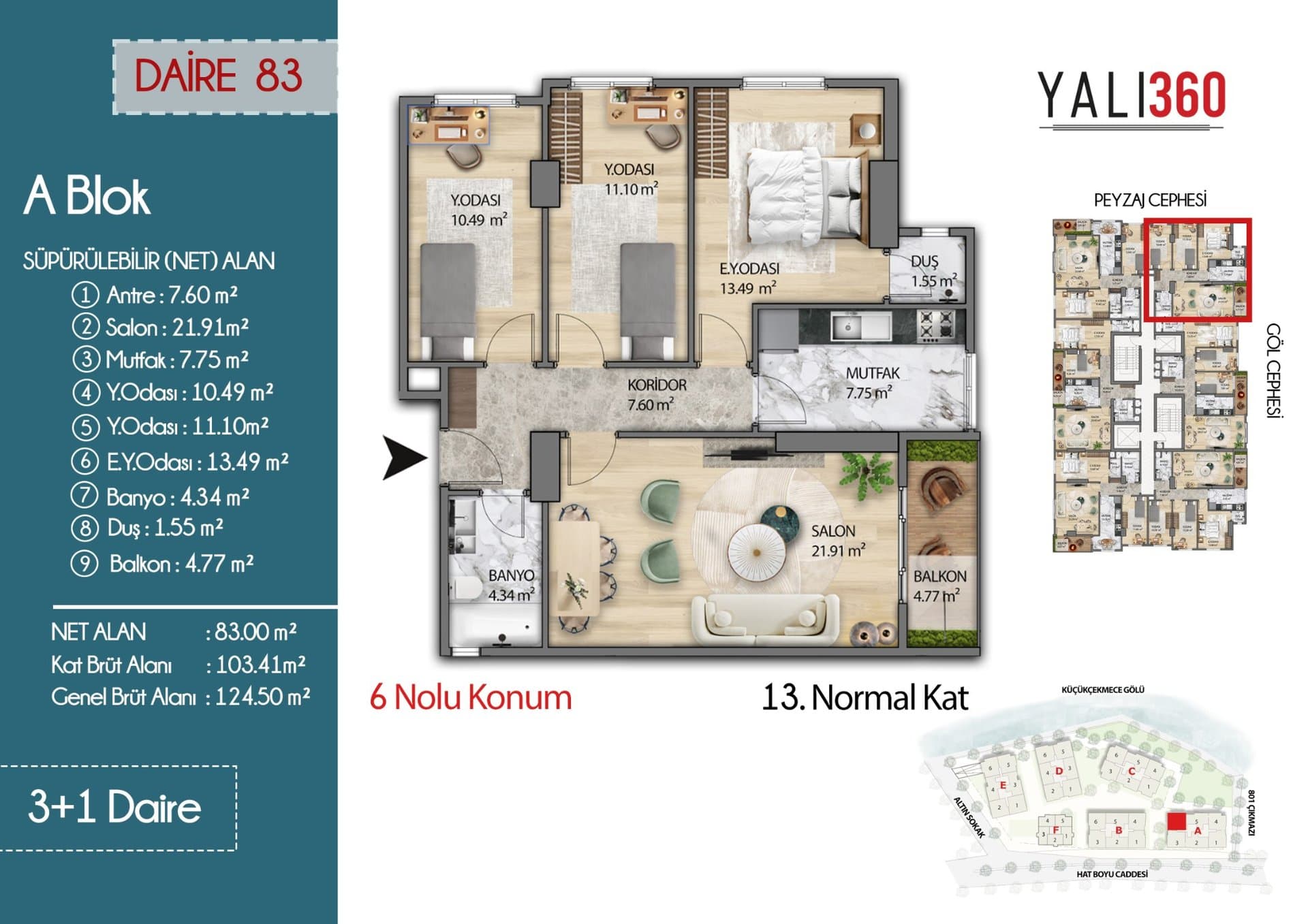Yali 360 Project – 3+1 A Block, Position 6 floor plan