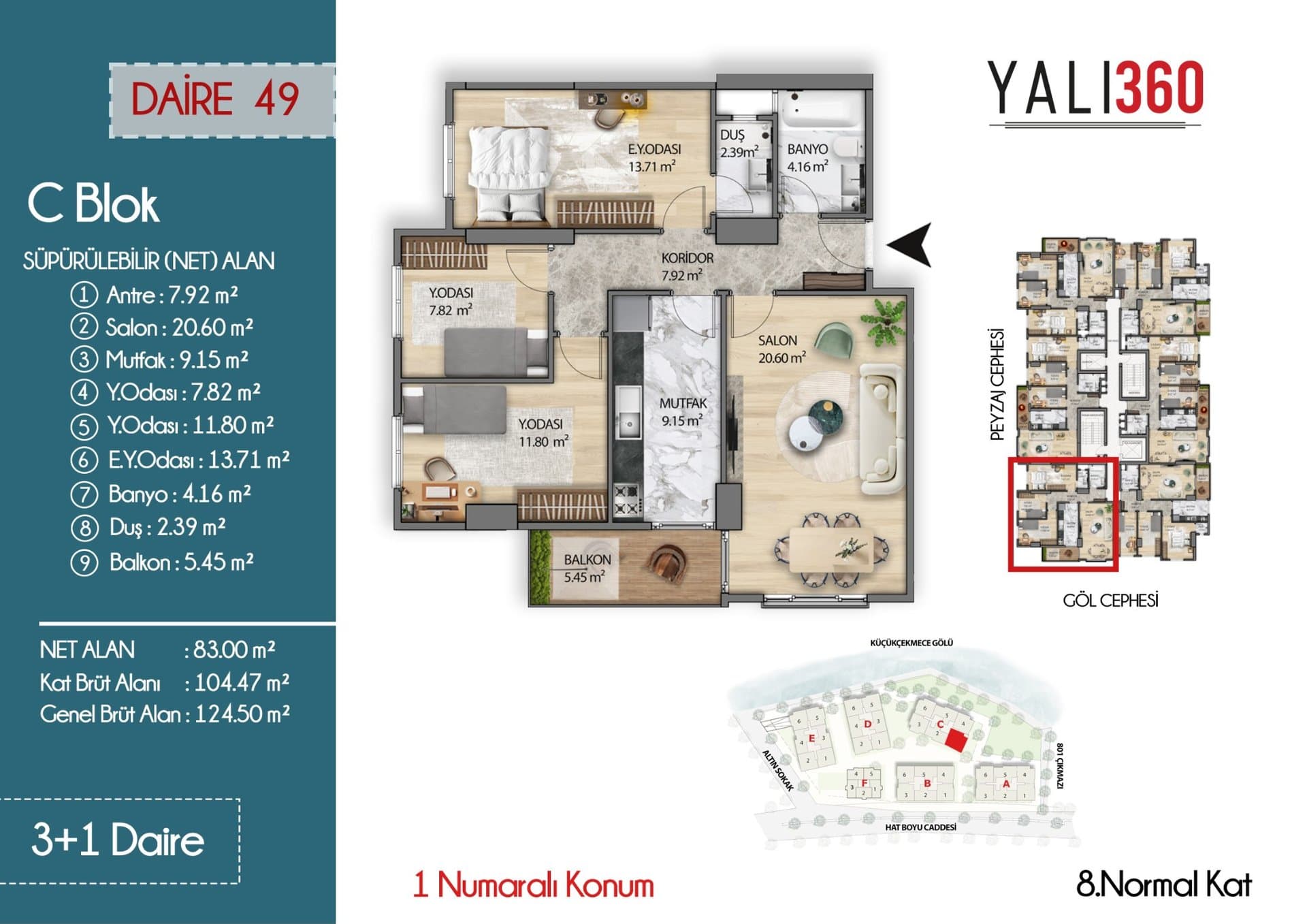 Yali 360 Project – 3+1 C Block, Positions 1 and 3 floor plan