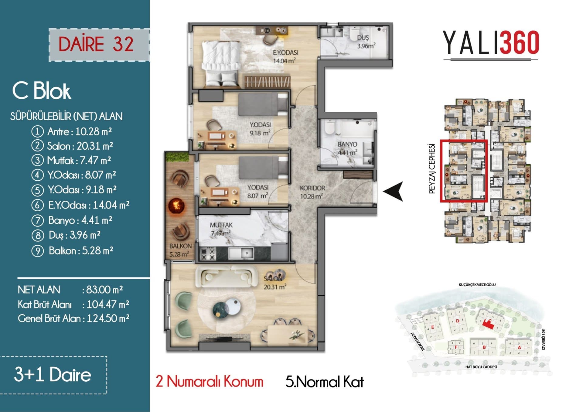 Yali 360 Project – 3+1 C Block, Positions 2 and 5 floor plan