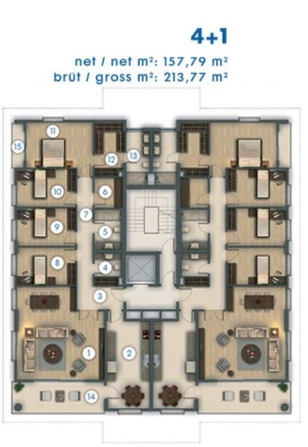 Deniz Istanbul 项目 – 4+1 户型图