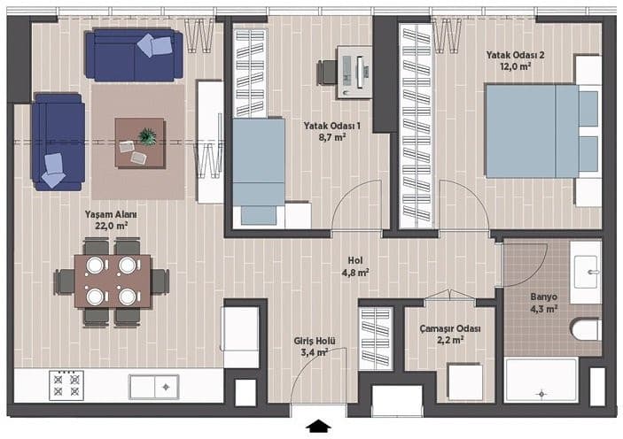 Sinpas Finans Sehir 项目 – 2+1 户型图