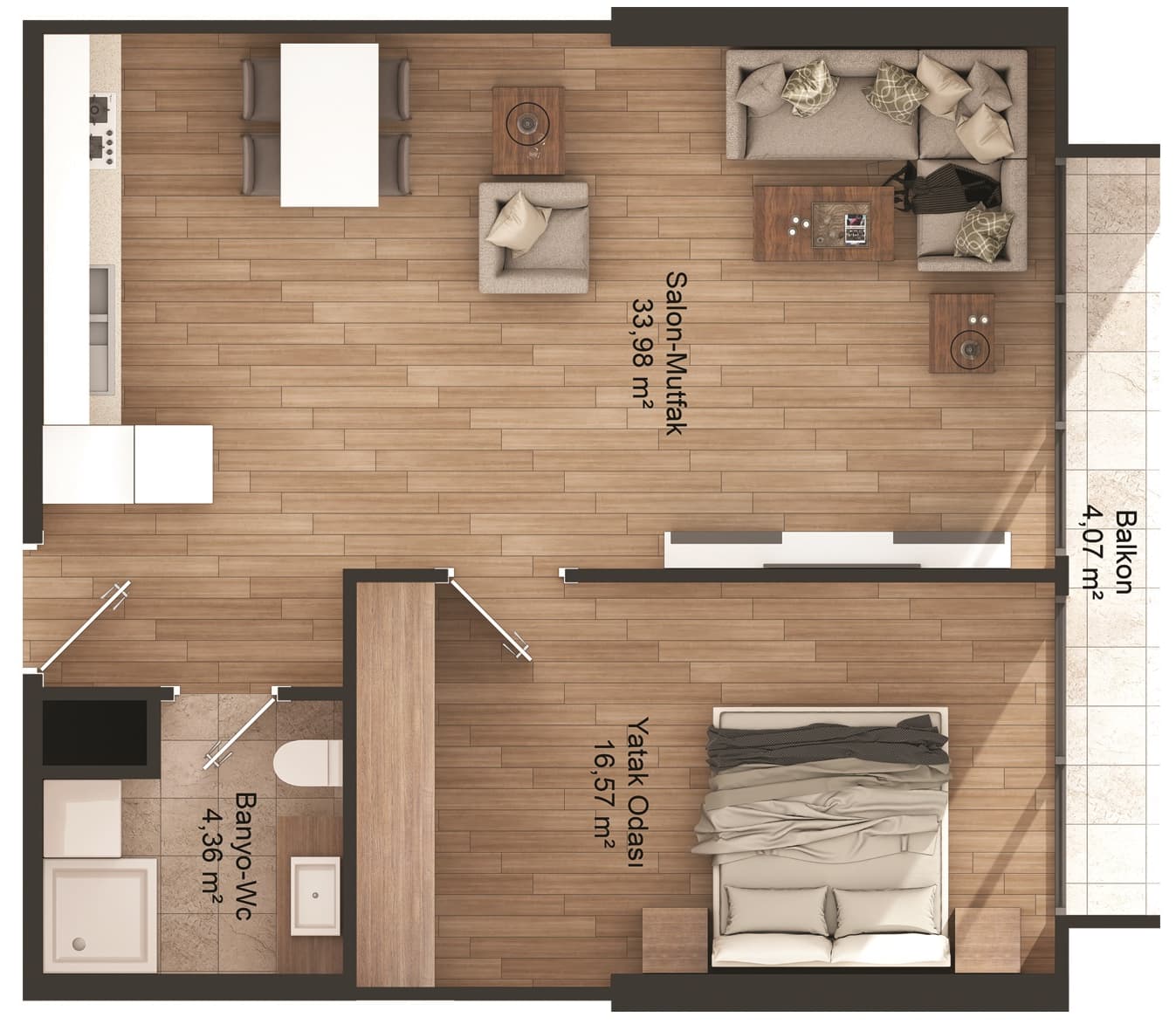 Keles Center Airport 项目 – 1+1 (2) 户型图