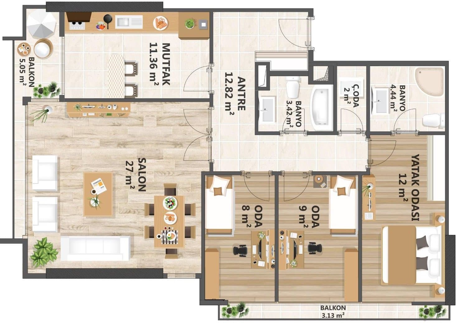 Keles Center Airport 项目 – 3+1 户型图