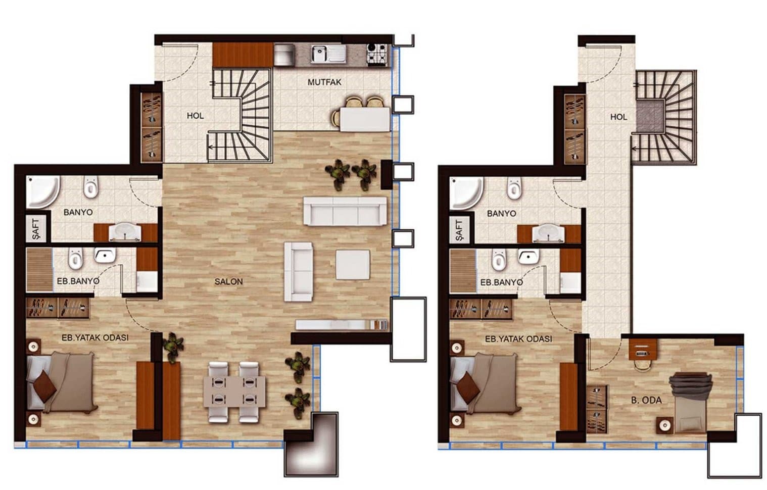 Onur Park Life 项目 – 3+1 Duplex 户型图