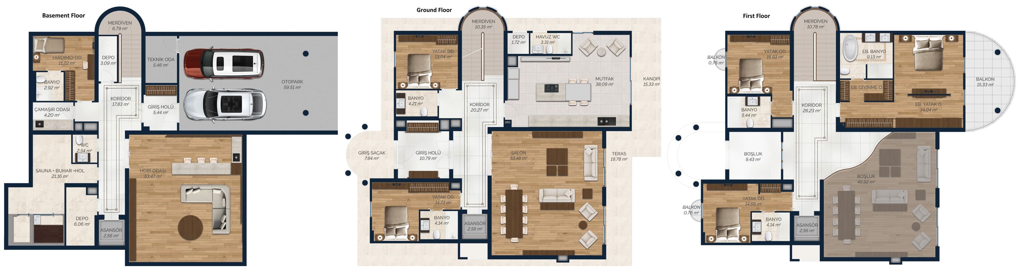 Deniz Istanbul 项目 – Type E villa 户型图