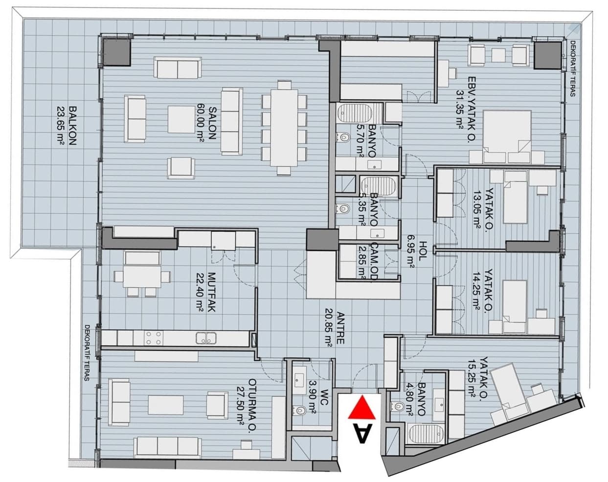 Yali Atakoy Istanbul 项目 – 5+1 B 户型图