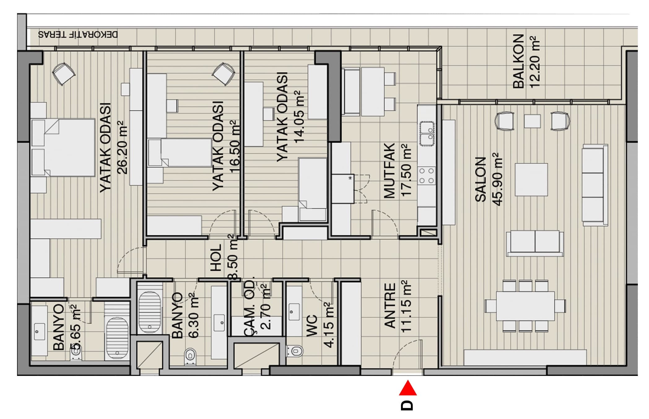 Yali Atakoy Istanbul 项目 – 3+1 C 户型图