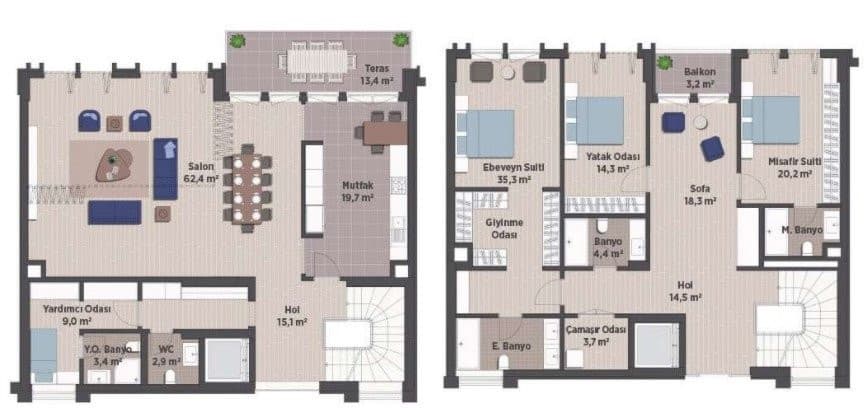 Sinpas Finans Sehir 项目 – 4+1 Duplex 户型图