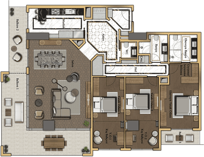 Buyukyali Istanbul 项目 – 3+1 户型图