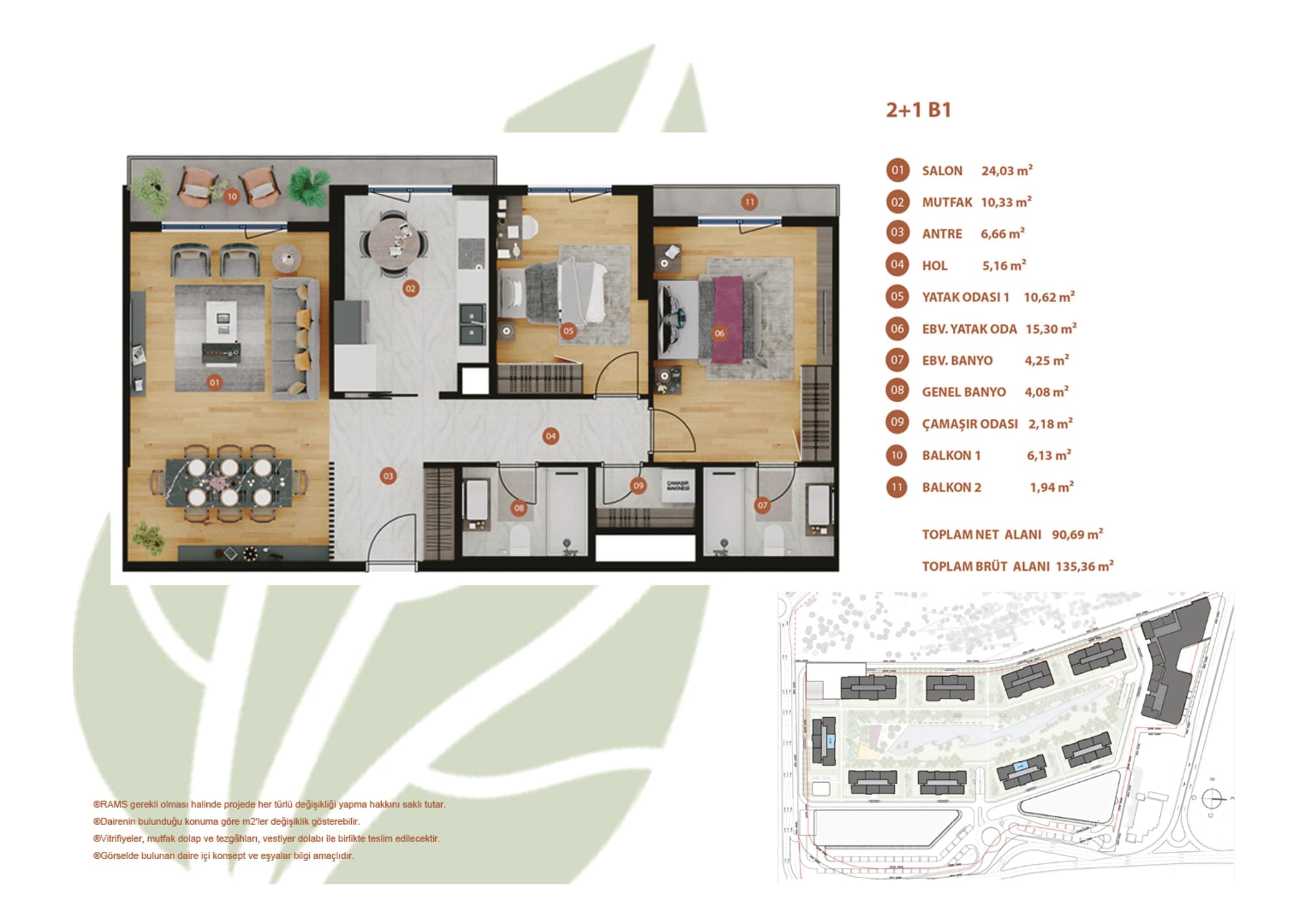 Rams Garden 项目 – 2+1 B1 户型图