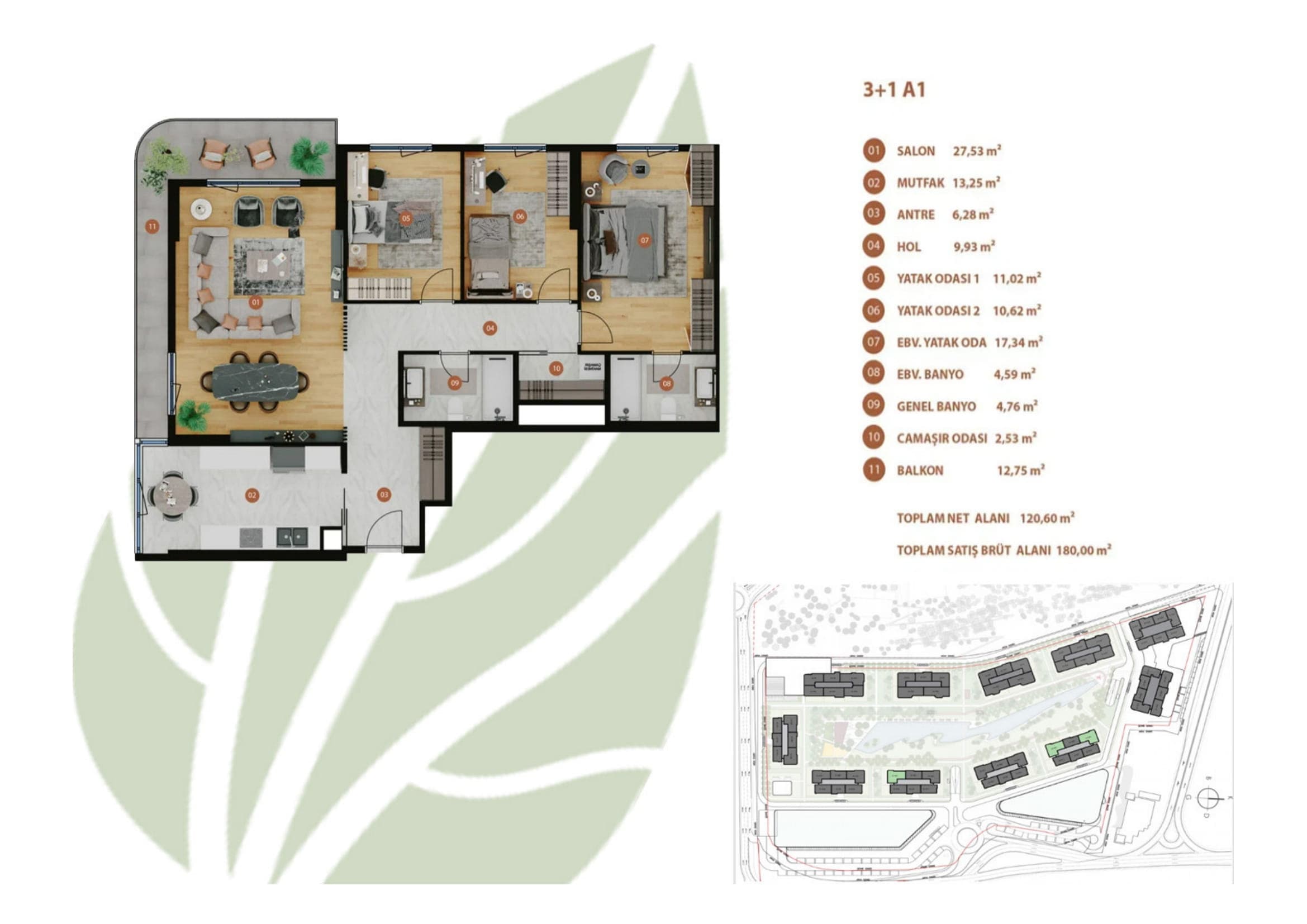 Rams Garden 项目 – 3+1 A1 户型图