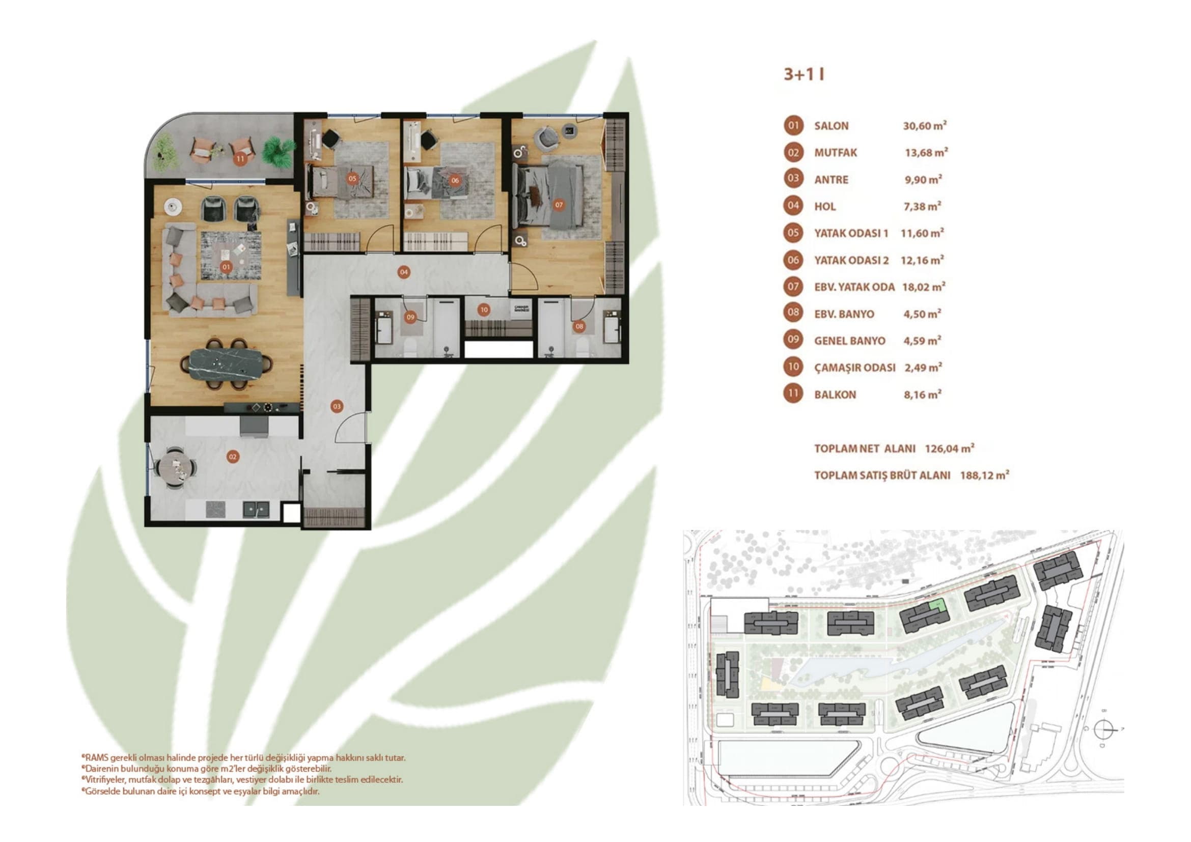Rams Garden 项目 – 3+1 I1 户型图