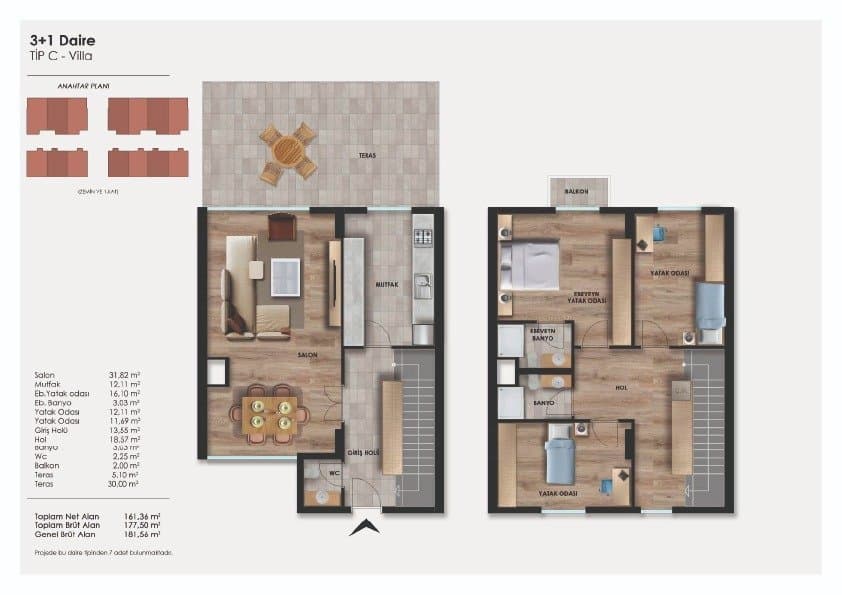 Seba Central 项目 – 3+1 Villa 户型图