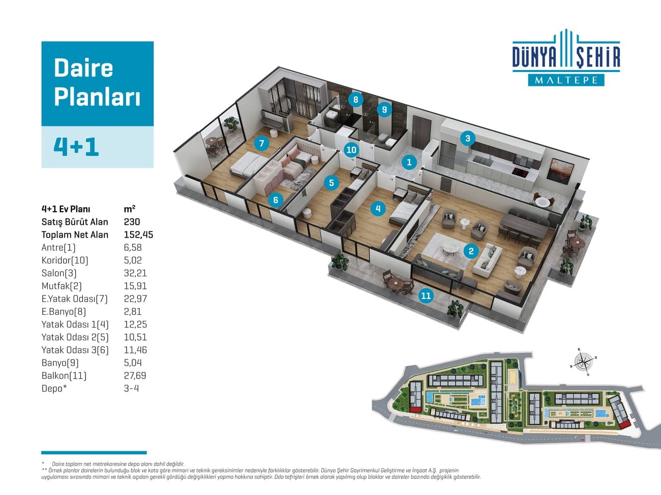Dunya Sehir Maltepe 项目 – 4+1 户型图