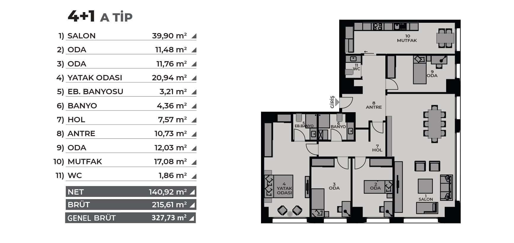 Evinpark Kadikoy 项目 – 4+1 户型图