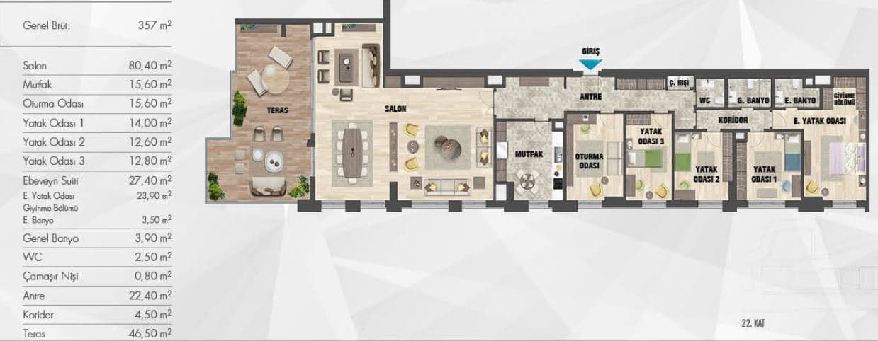 Referans Kartal Loca 项目 – 5+1 Terrace 户型图