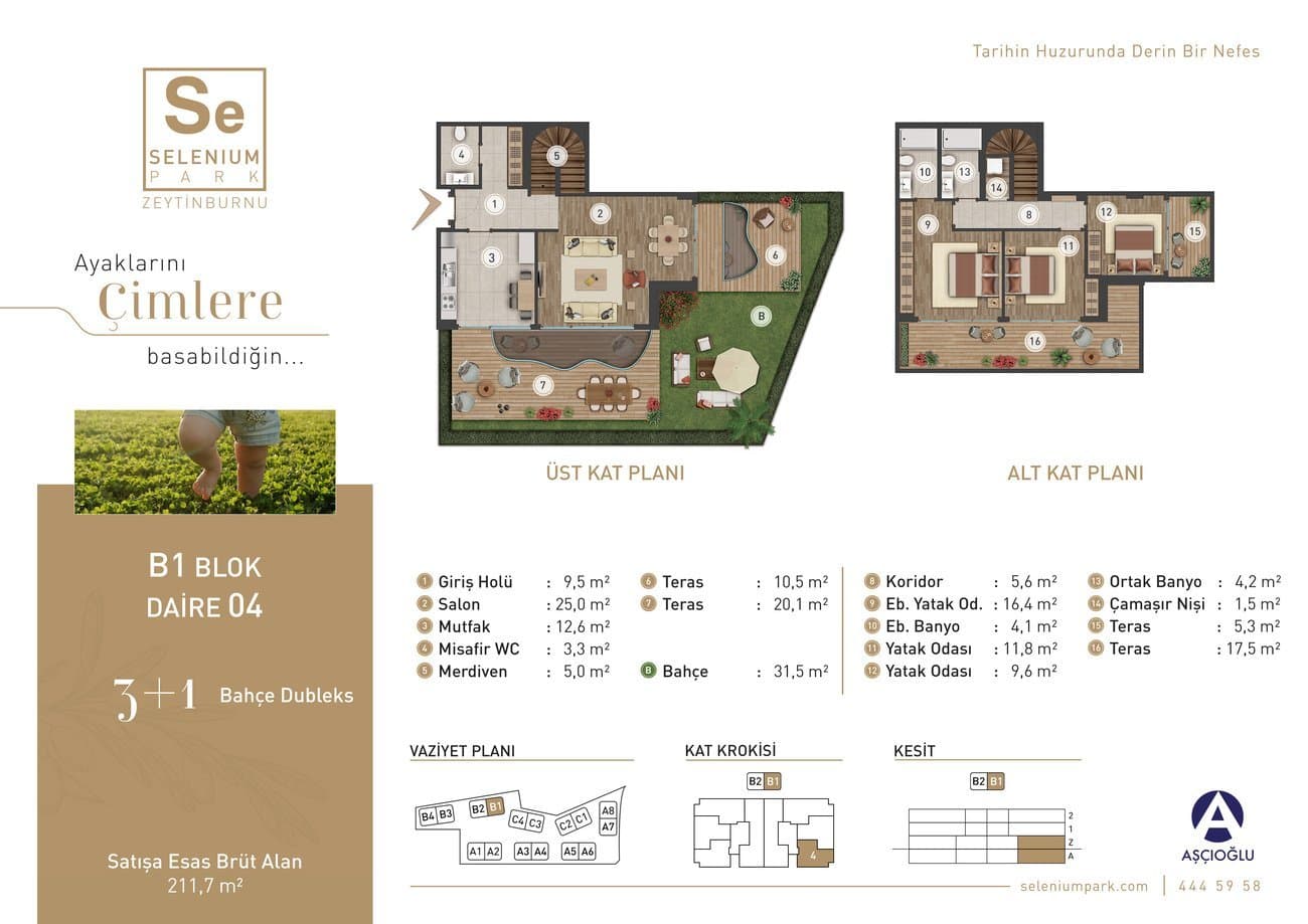 Selenium Park 项目 – 3+1 Garden Floor Duplex 户型图