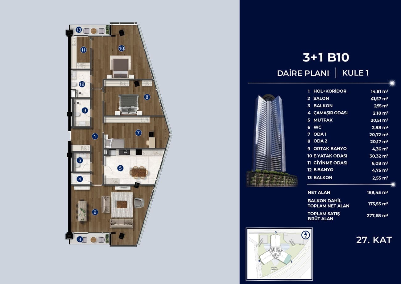 Rams Beyond 项目 – 3+1 27th Floor 户型图