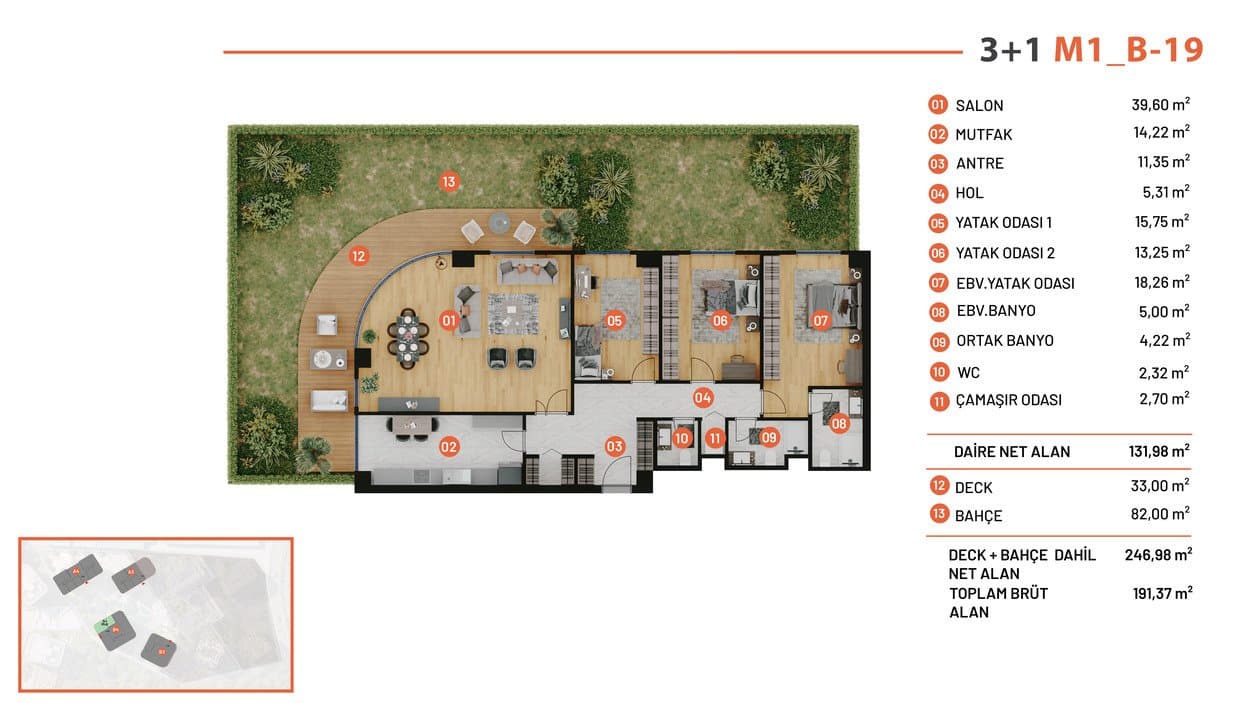 Rams City Halic 项目 – 3+1 Garden Floor 户型图