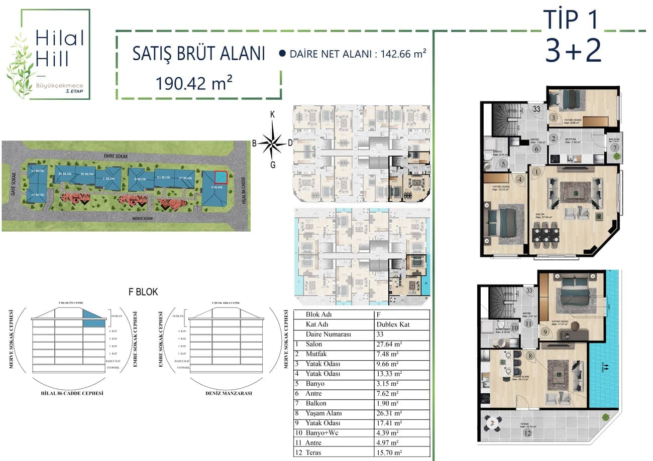 Hilal Hill 项目 – 3+2 Duplex 户型图