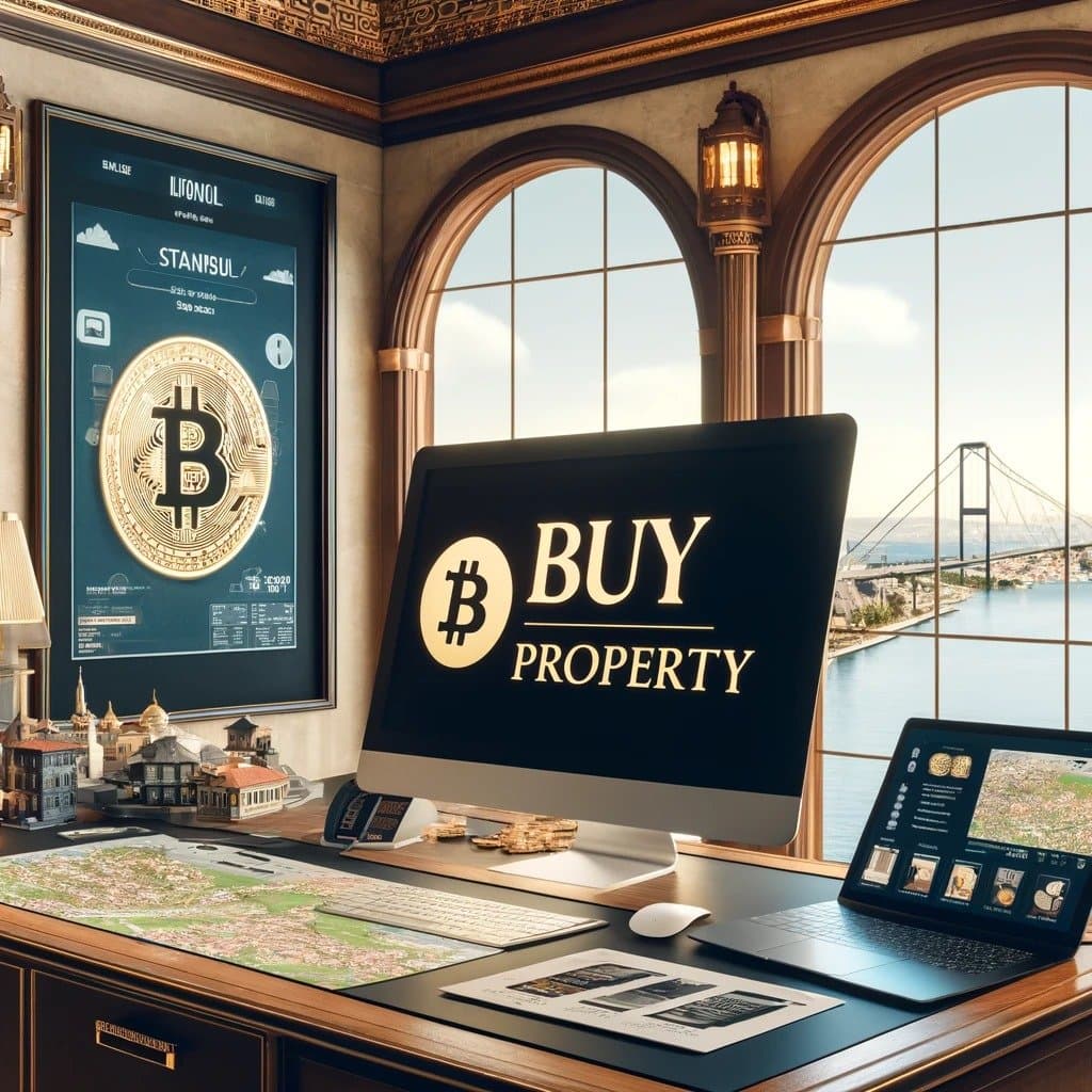 شاشة حاسوب محمول عن شراء عقار بالبيتكوين